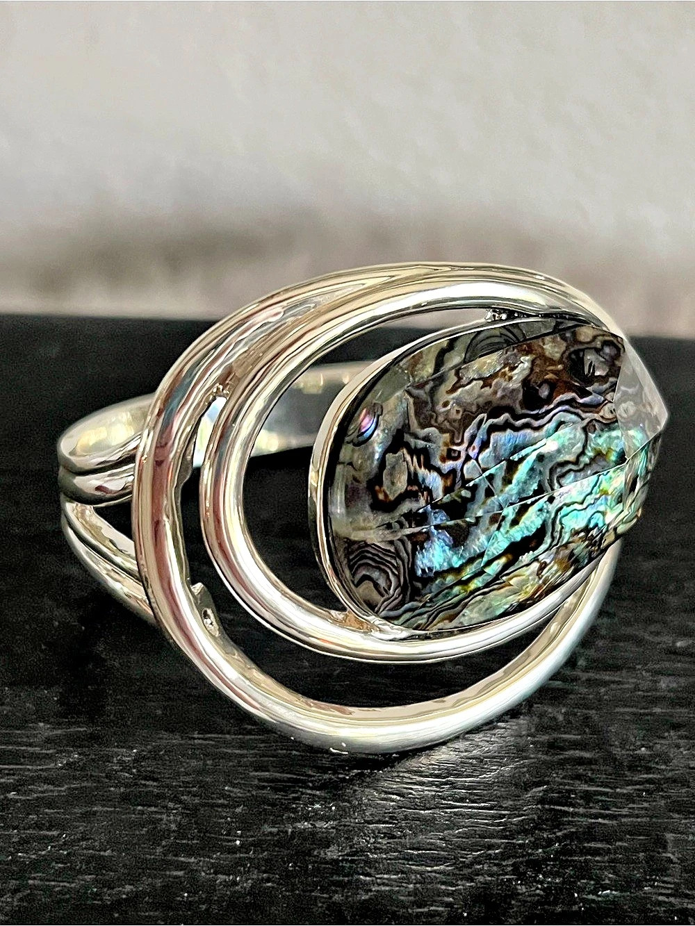 Robert Lee Morris Abalone style Stone Silver Bracelet Like New